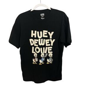Uniqlo Black and White Short Sleeve Tee with Disney Design